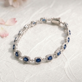 5.01ct 天然蓝宝石钻石手链 | 日本藏家级传承系列