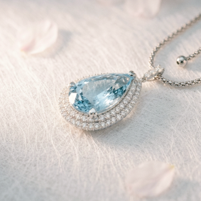 13.54ct 天然海蓝宝钻石项链 | 日本藏家级传承系列