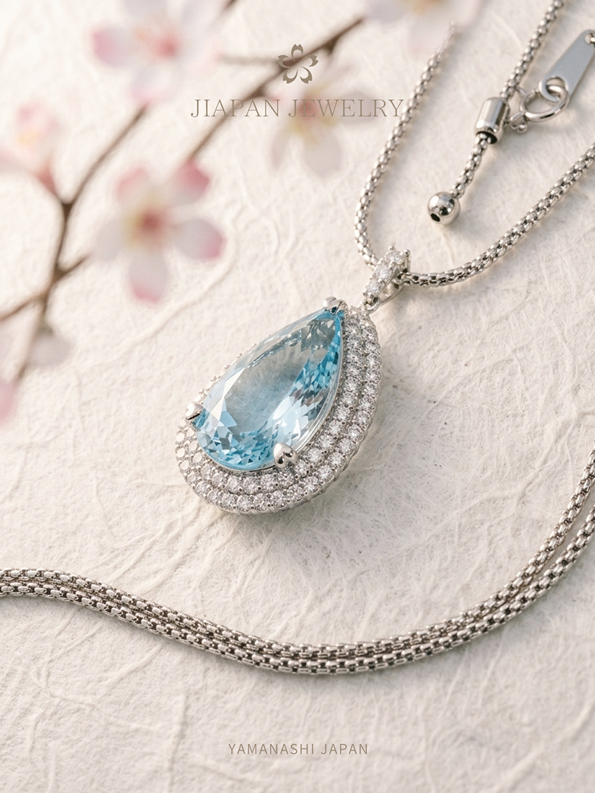 13.54ct 天然海蓝宝钻石项链 | 日本藏家级传承系列