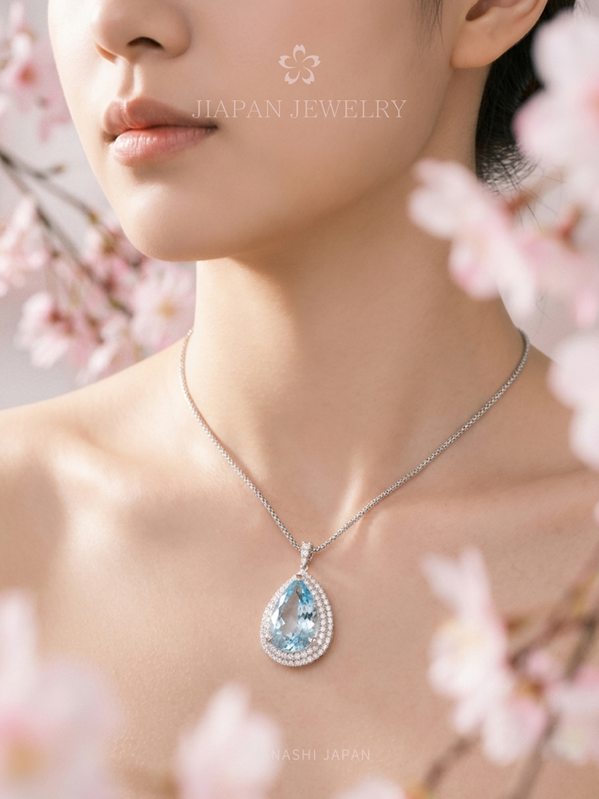 13.54ct 天然海蓝宝钻石项链 | 日本藏家级传承系列