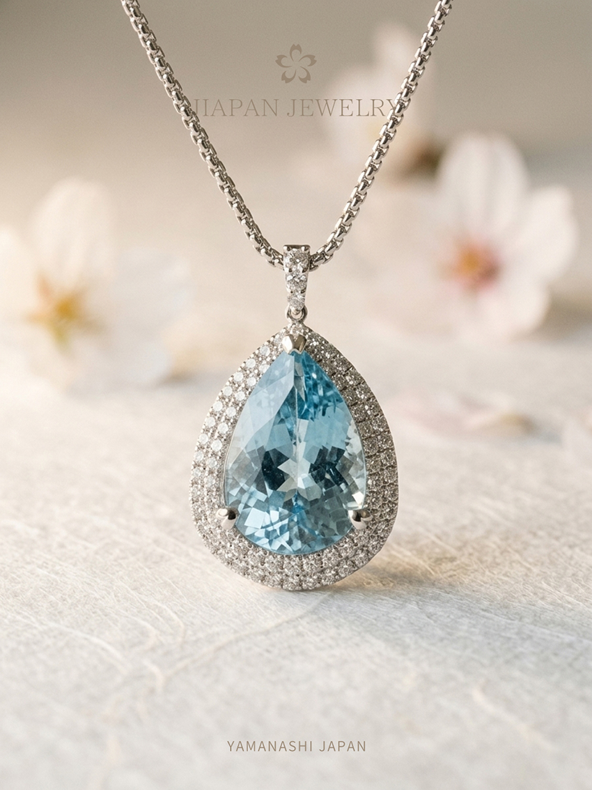 13.54ct 天然海蓝宝钻石项链 | 日本藏家级传承系列